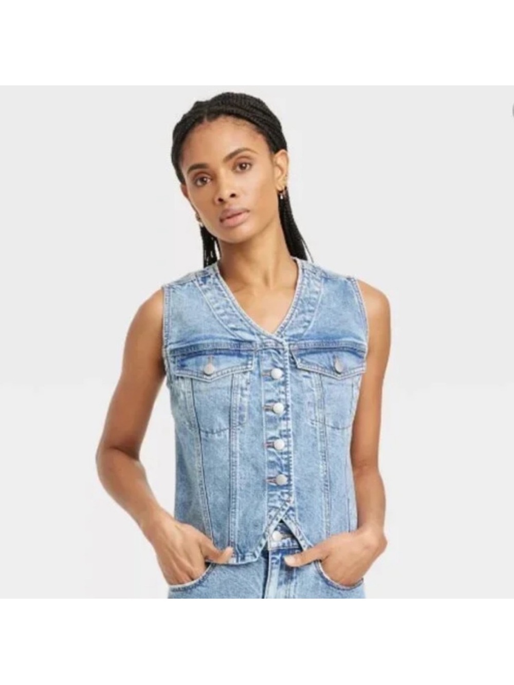 Universal Thread Sleeveless Cotton Denim Blue Jean Vest L